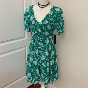 Lulus Ximena Green Floral Print Ruffled Mini Dress